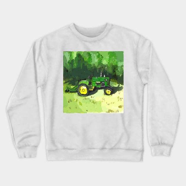 Antique “Green” tractor with mower attached Crewneck Sweatshirt by WelshDesigns